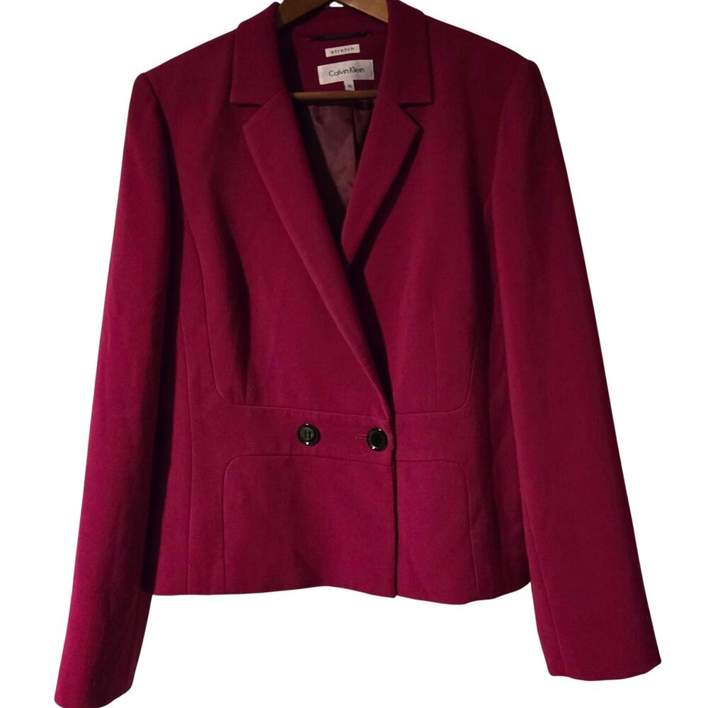 Office Siren Professional Wear Calvin Klein Stretch Tailored Magenta Blazer 14